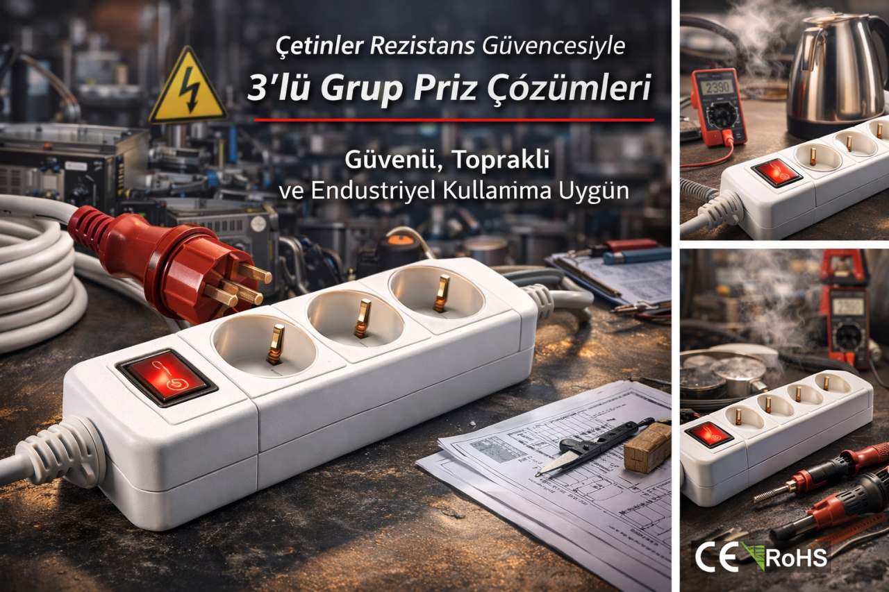 3’lü Grup Priz | Topraklı 3'lü Priz – Çetinler Rezistans