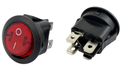 On/Off Yuvarlak Işıklı Anahtar Kırmızı 4 Soketli